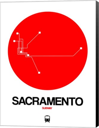 Framed Sacramento Red Subway Map Print