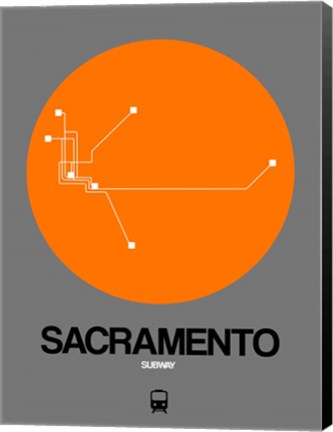 Framed Sacramento Orange Subway Map Print