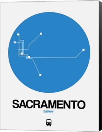 Framed Sacramento Blue Subway Map Print