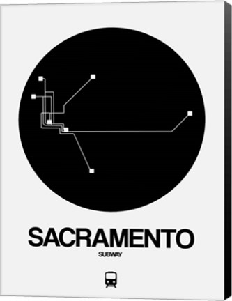 Framed Sacramento Black Subway Map Print