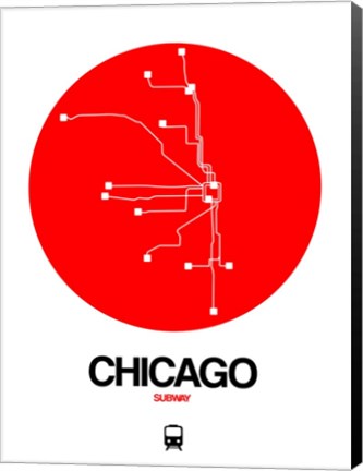 Framed Chicago Red Subway Map Print