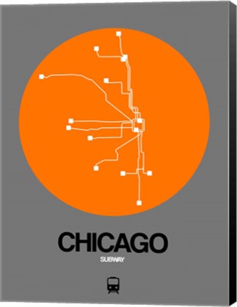 Framed Chicago Orange Subway Map Print