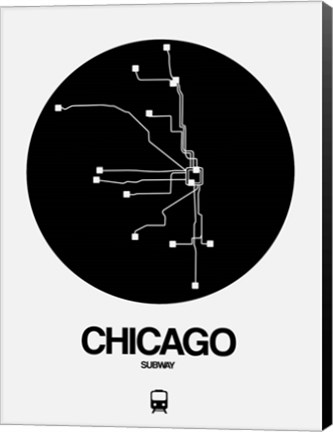 Framed Chicago Black Subway Map Print