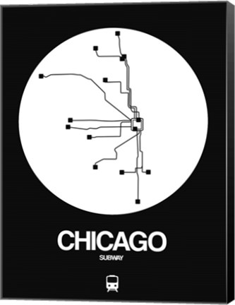 Framed Chicago White Subway Map Print