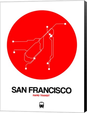 Framed San Francisco Red Subway Map Print
