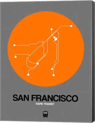 Framed San Francisco Orange Subway Map Print