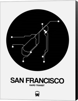 Framed San Francisco Black Subway Map Print