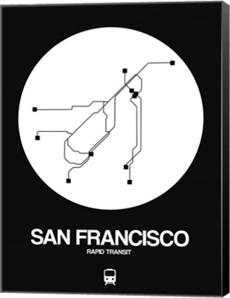 Framed San Francisco White Subway Map Print