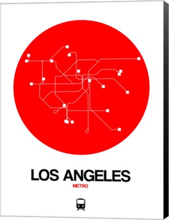 Framed Los Angeles Red Subway Map Print