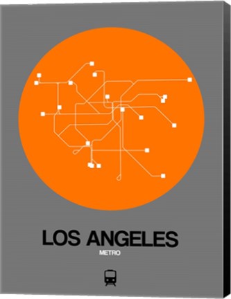 Framed Los Angeles Orange Subway Map Print
