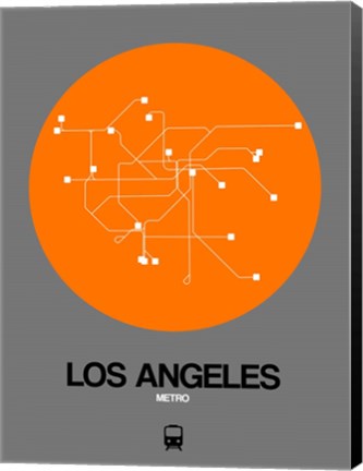 Framed Los Angeles Orange Subway Map Print