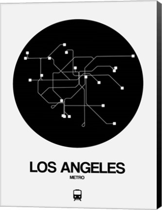 Framed Los Angeles Black Subway Map Print