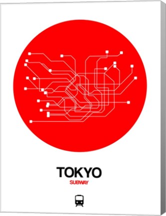 Framed Tokyo Red Subway Map Print