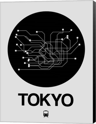 Framed Tokyo Black Subway Map Print