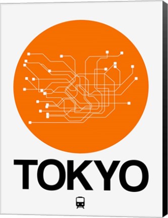 Framed Tokyo Orange Subway Map Print