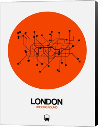 Framed London Orange Subway Map Print