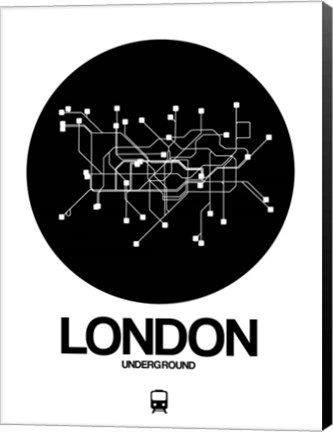 Framed London Black Subway Map Print