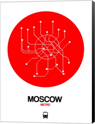 Framed Moscow Red Subway Map Print