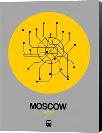 Framed Moscow Yellow Subway Map Print