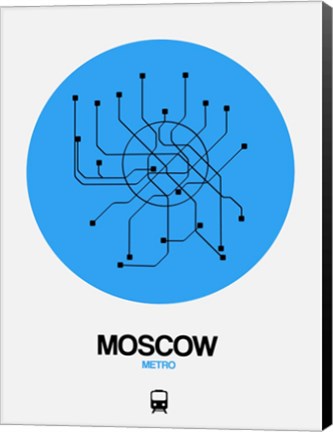 Framed Moscow Blue Subway Map Print