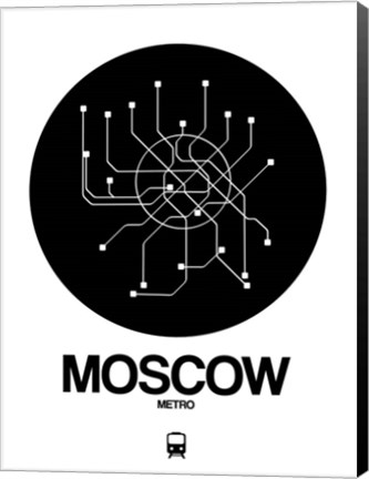 Framed Moscow Black Subway Map Print