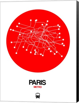 Framed Paris Red Subway Map Print