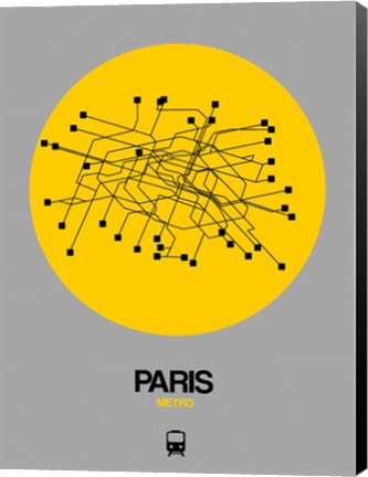 Framed Paris Yellow Subway Map Print