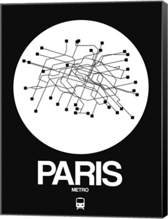 Framed Paris White Subway Map Print