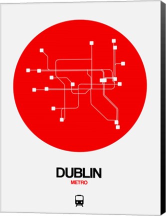 Framed Dublin Red Subway Map Print