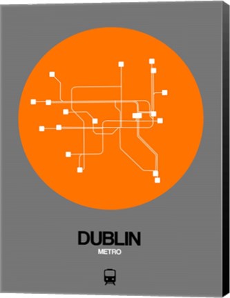 Framed Dublin Orange Subway Map Print