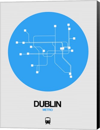 Framed Dublin Blue Subway Map Print