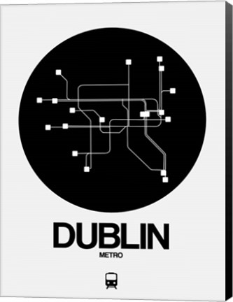 Framed Dublin Black Subway Map Print