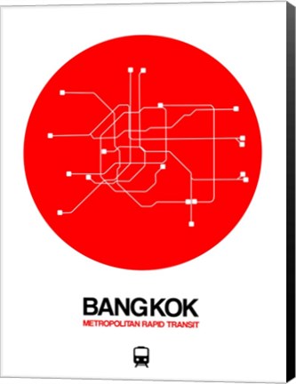 Framed Bangkok Red Subway Map Print