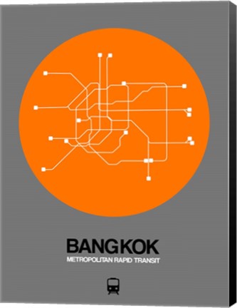 Framed Bangkok Orange Subway Map Print