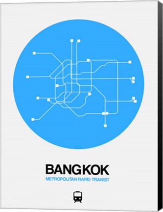 Framed Bangkok Blue Subway Map Print