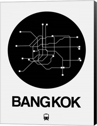 Framed Bangkok Black Subway Map Print