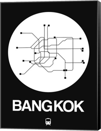 Framed Bangkok White Subway Map Print