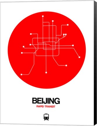 Framed Beijing Red Subway Map Print