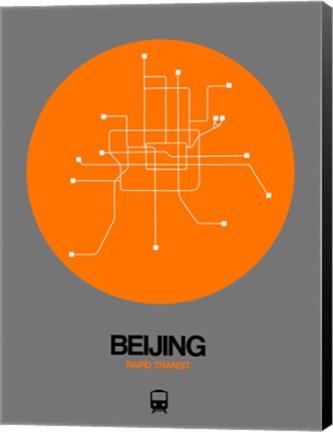 Framed Beijing Orange Subway Map Print