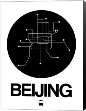 Framed Beijing Black Subway Map Print