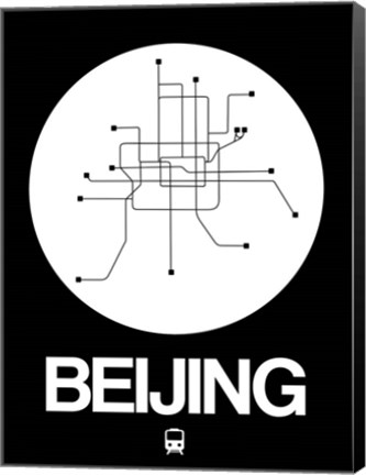 Framed Beijing White Subway Map Print