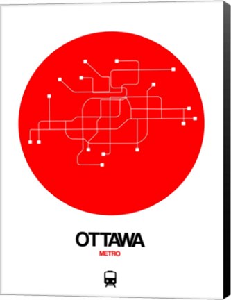 Framed Ottawa Red Subway Map Print