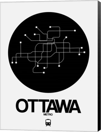 Framed Ottawa Black Subway Map Print
