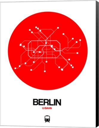 Framed Berlin Red Subway Map Print