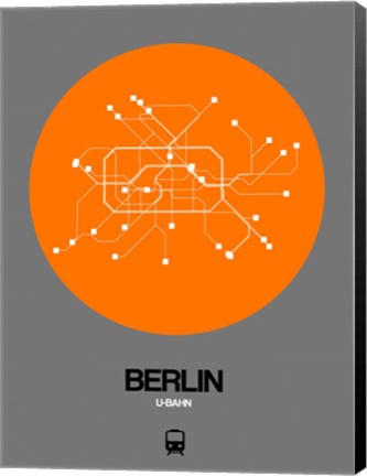 Framed Berlin Orange Subway Map Print