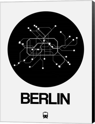 Framed Berlin Black Subway Map Print