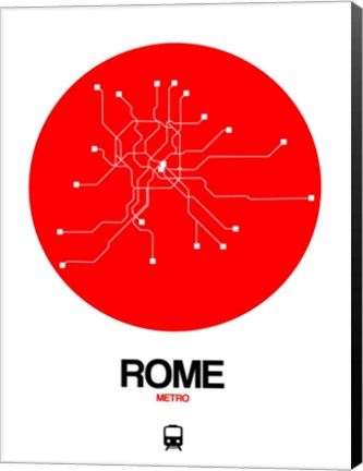 Framed Rome Red Subway Map Print