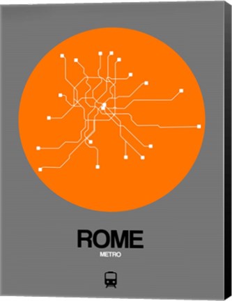 Framed Rome Orange Subway Map Print