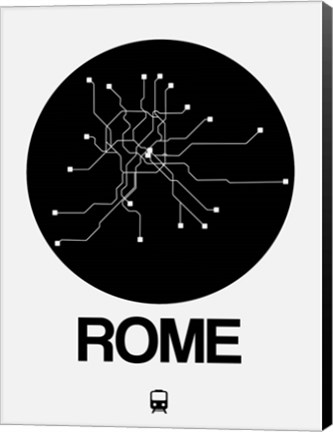 Framed Rome Black Subway Map Print