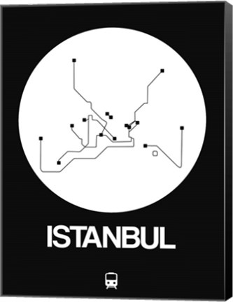 Framed Istanbul White Subway Map Print